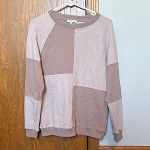 Polagram Blush and Taupe Colorblock Sweatshirt